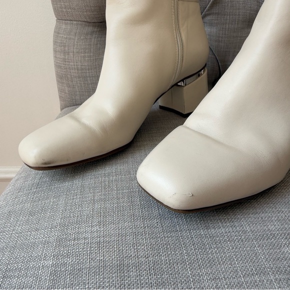 Franco Sarto Womens Marquee Leather Square Toe Ankle Bootie Sz 8.5 Ivory‎ White - Picture 5 of 11